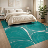 Teal Fluid Organic Abstract Area Rug