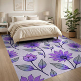 Floral Vintage Purple Daisy Floral Pattern Area Rug