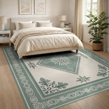 Traditional Persian Teal Ornate Medallion Persian Area Rug