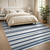 Navy Blue Horizontal Stripe Area Rug