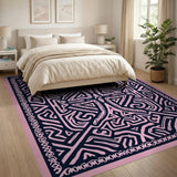 Pink Tribal Maze Geometric Area Rug