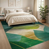 Blue and Teal Abstract Green Leaf Area Rug