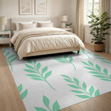 Floral Vintage Green Mint Green Leaf Pattern Area Rug
