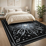 Black and White Celestial Starburst Black White Area Rug