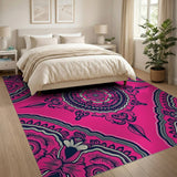 Pink Floral Vintage Vibrant Pink Mandala Floral Area Rug