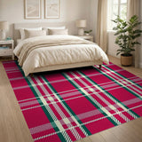 ODIKA Classic Red & Green Plaid Machine Washable Low Pile Area Rug