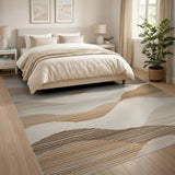 Modern Wavy Hills Brown Tan Area Rug