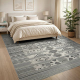 Black White Geometric Heritage Tribal Rug