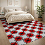 Red Black Plaid Propeller Area Rug