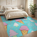 Pink Ice Cream Cone Washable Area Rug