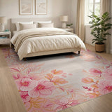 Blush Pink Blush Pink Peony Floral Area Rug
