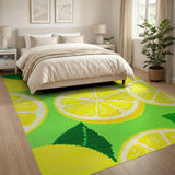 Fruit Pattern Yellow Zesty Lemon Slices Fruit Pattern Area Rug