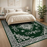Emerald Green Persian Floral Medallion Traditional Persian Rug