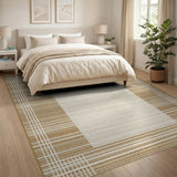 Beige Lattice Border Area Rug