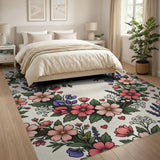 Romantic Floral Wreath Hearts Area Rug