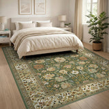 Green Lush Green Persian Floral Area Rug