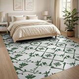 Green Floral Trellis Leaf Area Rug