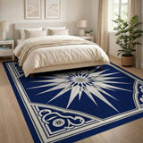 Navy Blue Starburst Geometric Area Rug