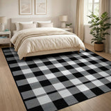 Black and White Rustic Farmhouse Black White Checkered Rustic Farmhouse Area Rug
