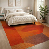 Vibrant Orange Geometric Modern Area Rug
