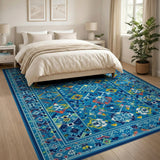 Vibrant Blue Geometric Modern Area Rug