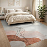 Beige and Neutral Blush Pink Organic Abstract Area Rug