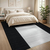 Black White Dotted Geometric Area Rug