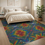 Rainbow Floral Heart Area Rug