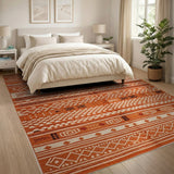 Orange Orange Geometric Heritage Tribal Rug
