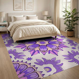 Floral Vintage Mandala Purple Mandala Floral Area Rug