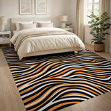 Bold Orange Zebra Stripe Area Rug