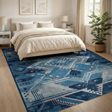 Blue Teal Southwestern Geometric Southwestern Area Rug