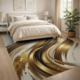 Gold Swirl Metallic Abstract Area Rug