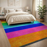 Multi-color and Patterns Vibrant Rainbow Stripe Area Rug
