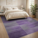 Purple Geometric Modern Purple Grey Geometric Block Area Rug