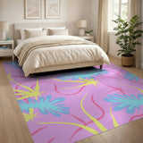 Vibrant Pink Abstract Flower Area Rug