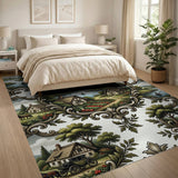 Ornate Pastoral Village Scenes Area Rug