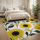 Floral Vintage Yellow Vibrant Yellow Sunflower Area Rug