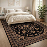 Gold and Silver Ornate Gold Floral Persian Area Rug