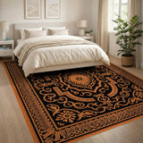 Intricate Orange Black Persian Area Rug