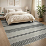 Bold Black White Zigzag Striped Area Rug