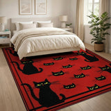 Black Cats Red Area Rug