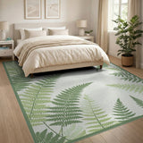 Green Lush Green Fern Leaf Area Rug