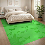 Vibrant Green Butterfly Silhouette Area Rug
