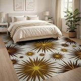 Gold and Silver Golden Starburst Geometric Area Rug