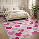 Scattered Pink Hearts Area Rug