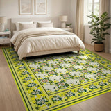 Vibrant Yellow Lemon Floral Area Rug