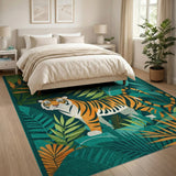 Green Lush Jungle Tiger Area Rug