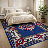 Blue and Teal Medallion Navy Blue Persian Medallion Area Rug