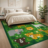 Whimsical Jungle Safari Animals Area Rug